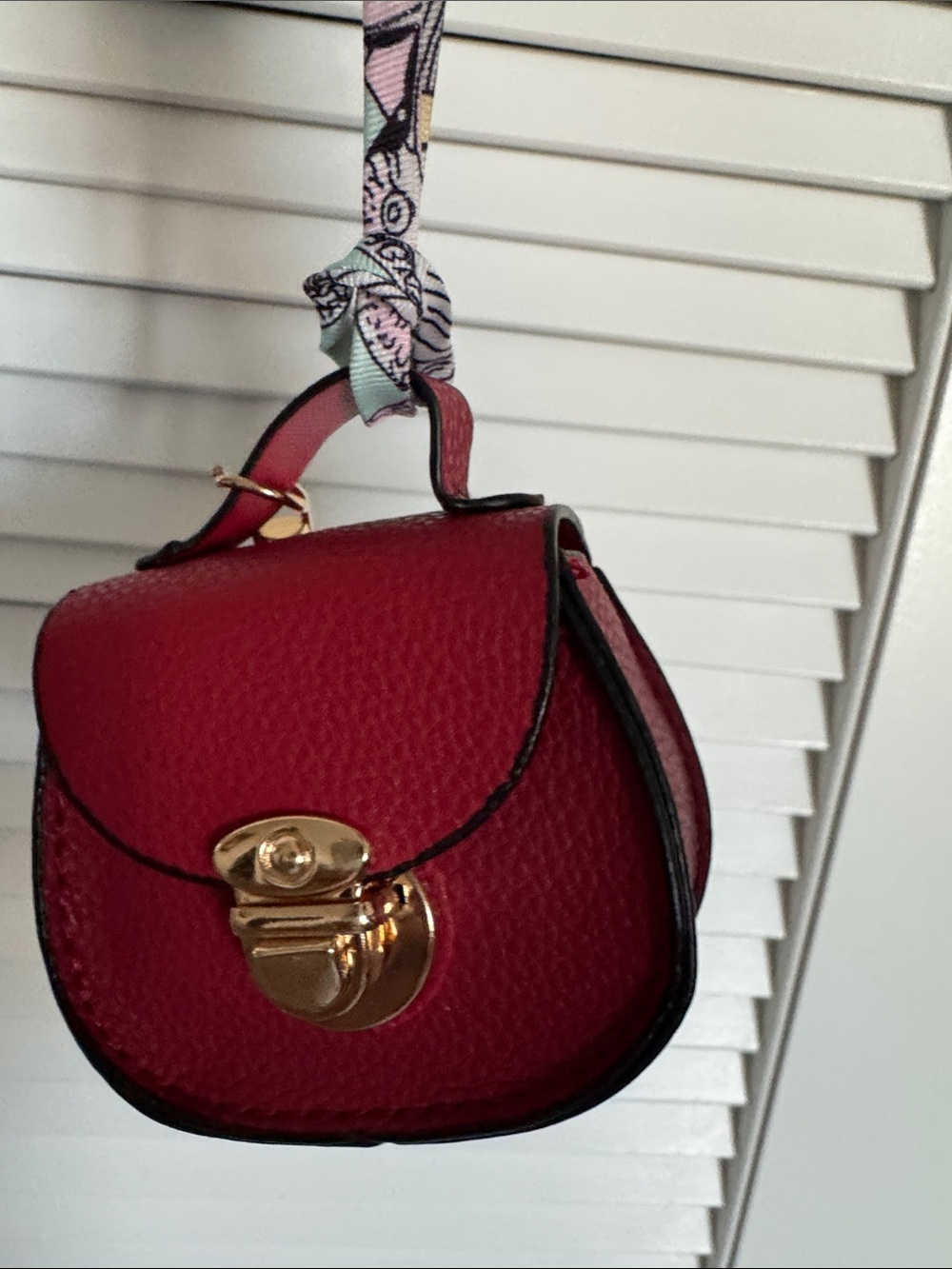 Red Women's Mini Saddle Bag with Gold Hardware